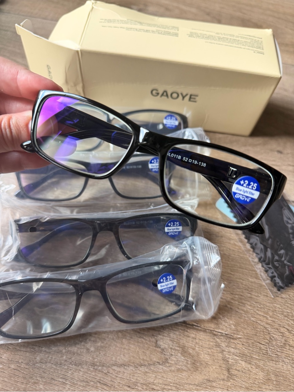 GAOYE Black Rectangle Blue Light Glasses (+2.25)